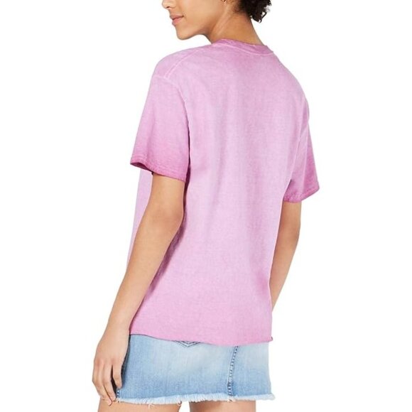 True Vintage Womens Crew Neck T-Shirt Top Raw Hem Graphic 100%Cotton Purple SZ L - Picture 2 of 3